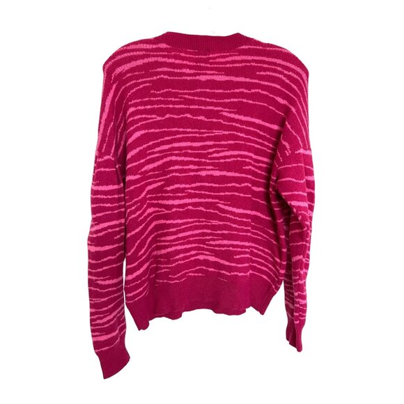 Free Press Fuchsia Zebra Print Sweater With Puff Sleeves - Picture 5 of 6